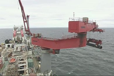 Pipelay Vessel Solitaire Being Loaded with Pipes