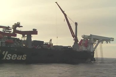 Transport der Rohre vom finnischen Hanko auf Verlegeschiffe – Teil 1