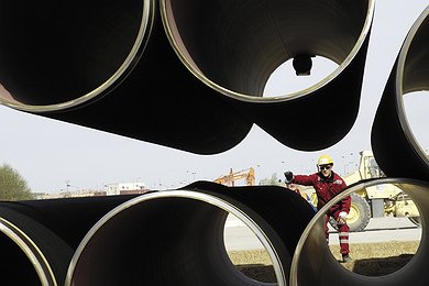 Storage of pipe segments at Mukran, Port of Sassnitz (Rügen Island, Germany), May 2008