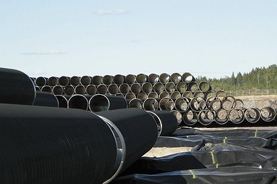 Storage of pipe segments at Kotka (Finland), June 2008