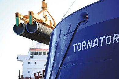Concrete Coated Pipes Loaded at Kotka Harbour