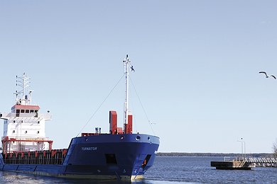 Pipe Carrier Vessel Leaves Kotka Harbour with Pipes