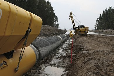 Pipeline Strings Are Laid in Trench